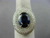 ESTATE LARGE 6.95CT DIAMOND & AAA SAPPHIRE 14KT WHITE GOLD OVAL ENGAGEMENT RING