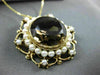 ANTIQUE LARGE 35CT SMOKY TOPAZ & SOUTH SEA PEARL 14KT YELLOW GOLD PENDANT BROOCH