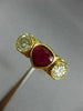 ESTATE 2.78CT DIAMOND & AAA RUBY 14K YELLOW GOLD 3D HEART SHAPED ENGAGEMENT RING
