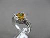 ANTIQUE .96CT DIAMOND & CITRINE 14KT WHITE GOLD HALO 3D FILIGREE ENGAGEMENT RING