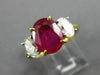ESTATE 3.60CT DIAMOND & AAA RUBY 18K YELLOW GOLD & PLATINUM OVAL ENGAGEMENT RING