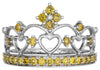 .54CT FANCY YELLOW DIAMOND 18KT WHITE GOLD MULTI HEART OPEN FILIGREE CROWN RING