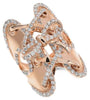 EXTRA LARGE 1.74CT DIAMOND 14KT ROSE GOLD CRISS CROSS SHOE LACE BOWTIE FUN RING