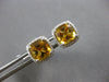 LARGE 3.93CT DIAMOND & AAA CITRINE 18KT WHITE GOLD CUSHION & ROUND STUD EARRINGS