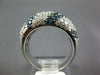 ESTATE WIDE 3.49CT WHITE & BLUE DIAMOND 18KT WHITE GOLD MULTI ROW DOME FUN RING