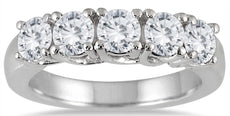 2.0CT DIAMOND 14KT WHITE GOLD 3D ROUND 5 STONE LUCIDA WEDDING ANNIVERSARY RING