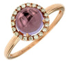 ESTATE 1.54CT DIAMOND & AAA AMETHYST 14KT ROSE GOLD ROUND CABOCHON HALO FUN RING
