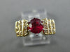 1.15CT DIAMOND & AAA RUBY 14K YELLOW GOLD 6 PRONG PYRAMID ENGAGEMENT RING #27643