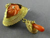 ANTIQUE LARGE AAA CORAL 14KT YELLOW GOLD 3D HANDCRAFTED FLOWER BROOCH PIN #26474