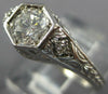 ANTIQUE .62CT DIAMOND 14KT WHITE GOLD HEXAGON FILIGREE ART DECO ENGAGEMENT RING