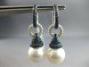 ESTATE LARGE 1.57CT DIAMOND & AAA SAPPHIRE & SOUTH SEA PEARL 18K WHITE GOLD 3D EARRINGS