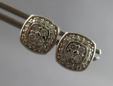 .34CT DIAMOND 14KT WHITE GOLD 3D CLASSIC ROUND SQUARE GEOMETRICAL STUD EARRINGS