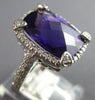 LARGE 6.34CT DIAMOND & AAA AMETHYST 14KT WHITE GOLD 3D CUSHION & ROUND HALO RING