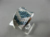 ESTATE LARGE 2.86CT WHITE & BLUE DIAMOND 14K WHITE GOLD 3D PAVE CONCAVE FUN RING