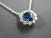 ESTATE .77CT DIAMOND & AAA SAPPHIRE 18KT WHITE GOLD ROUND FLOWER LOVE NECKLACE