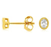 .19CT DIAMOND 14KT YELLOW GOLD ROUND CLASSIC OVAL SOLITAIRE BEZEL STUD EARRINGS