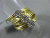 ESTATE LARGE .54CT DIAMOND 18K 2 TONE GOLD 3 FLOWER MULTI BAND FLEXIBLE FUN RING