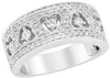 ESTATE WIDE .58CT DIAMOND 18KT WHITE GOLD 3D MULTI HEART ETOILE LOVE RING