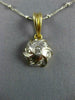 ESTATE .25CT DIAMOND 14KT TWO TONE GOLD 3D SWIRL BALL FUN FLOATING PENDANT #1409