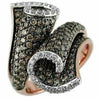 ESTATE LARGE 2.30CT WHITE & CHOCOLATE FANCY DIAMOND 14KT ROSE GOLD 3D FUN RING