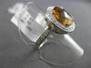 ANTIQUE LARGE 4.55CT DIAMOND & EXTRA FACET CITRINE 14KT WHITE GOLD FILIGREE RING