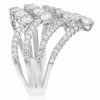ESTATE 1.95CT DIAMOND 14KT WHITE GOLD 3D ROUND MULTI ROW V SHAPE FUN RING