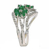 LARGE 2.24CT DIAMOND & AAA EMERALD 18KT WHITE GOLD ROUND DOUBLE FLOWER FUN RING
