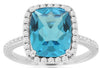 5.1CT DIAMOND & AAA BLUE TOPAZ 14K WHITE GOLD 3D CUSHION SQUARE HALO LOVE RING