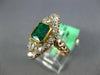 ANTIQUE LARGE 1.30CT OLD MINE DIAMOND & AAA EMERALD 14KT YELLOW GOLD 3D FUN RING