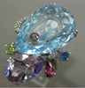 ESTATE LARGE 19.46CT DIAMOND & AAA MULTI COLOR GEM 18KT WHITE GOLD 3D FUN RING