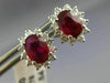 ESTATE 2.32CT DIAMOND & AAA RUBY 14K WHITE GOLD OVAL FLOWER STUD EARRINGS #25794