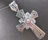 EXTRA LARGE 3.0CT DIAMOND 14K WHITE GOLD ROUND & BAGUETTE CROSS FLOATING PENDANT