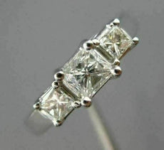 ESTATE .86CT DIAMOND 14KT WHITE GOLD 3 STONE PRINCESS LOVE ENGAGEMENT RING 25786