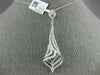 ESTATE LARGE .97CT DIAMOND 18KT WHITE GOLD 3D TEAR DROP LEAF FUN PENDANT