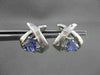 ESTATE 1.0CT DIAMOND & AAA TANZANITE 14KT WHITE GOLD TRILLION X STUD EARRINGS