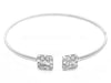 .98CT DIAMOND 18K WHITE GOLD ROUND & BAGUETTE DOUBLE SQUARE CUFF BANGLE BRACELET