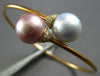LARGE DIAMOND & AAA WHITE & PINK SOUTH SEA PEARL 18KT ROSE GOLD BANGLE BRACELET