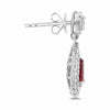 ESTATE 2.25CT DIAMOND & AAA RUBY 18K WHITE GOLD PEAR SHAPE HALO HANGING EARRINGS