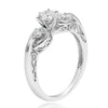 .63CT DIAMOND 14K WHITE GOLD 3D ROUND 3 STONE FLOWER FILIGREE ENGAGEMENT RING