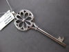 LARGE .18CT DIAMOND 14KT WHITE GOLD 3D FLOWER KEY TO YOUR HEART FLOATING PENDANT
