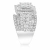 LARGE 4.39CT DIAMOND 18K WHITE GOLD ROUND & PRINCESS ENGAGEMENT WEDDING RING SET