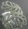 ESTATE LARGE .90CT ROUND DIAMOND 14KT WHITE GOLD MULTI LEAF CRISS CROSS FUN RING