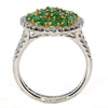 WIDE 1.55CT DIAMOND & AAA EMERALD 18K 2 TONE GOLD 3D ROUND CLUSTER CIRCULAR RING