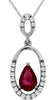 .55CT DIAMOND & AAA RUBY 14KT WHITE GOLD PEAR SHAPE & ROUND DOUBLE OVAL PENDANT