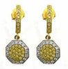 .77CT WHITE & FANCY YELLOW DIAMOND 18KT TWO TONE GOLD HEXAGON HANGING EARRINGS