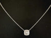 ESTATE .30CT DIAMOND 18KT WHITE GOLD 3D ROUND & BAGUETTE SQUARE LOVE NECKLACE