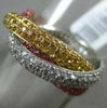 ESTATE 2.86CT DIAMOND & AAA PINK YELLOW SAPPHIRE 14K TRI COLOR GOLD TRINITY RING