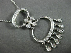 ANTIQUE LARGE .40CT DIAMOND 18KT WHITE GOLD 3D FILIGREE CHANDELIER PENDANT #3029