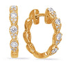 .42CT DIAMOND 14KT YELLOW GOLD 3D ROUND PEAR SHAPE DESIGN HOOP HANGING EARRINGS