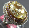 EXTRA LARGE GIA 7.65CT WHITE PINK & FANCY YELLOW DIAMOND 18K 2 TONE GOLD 3D RING